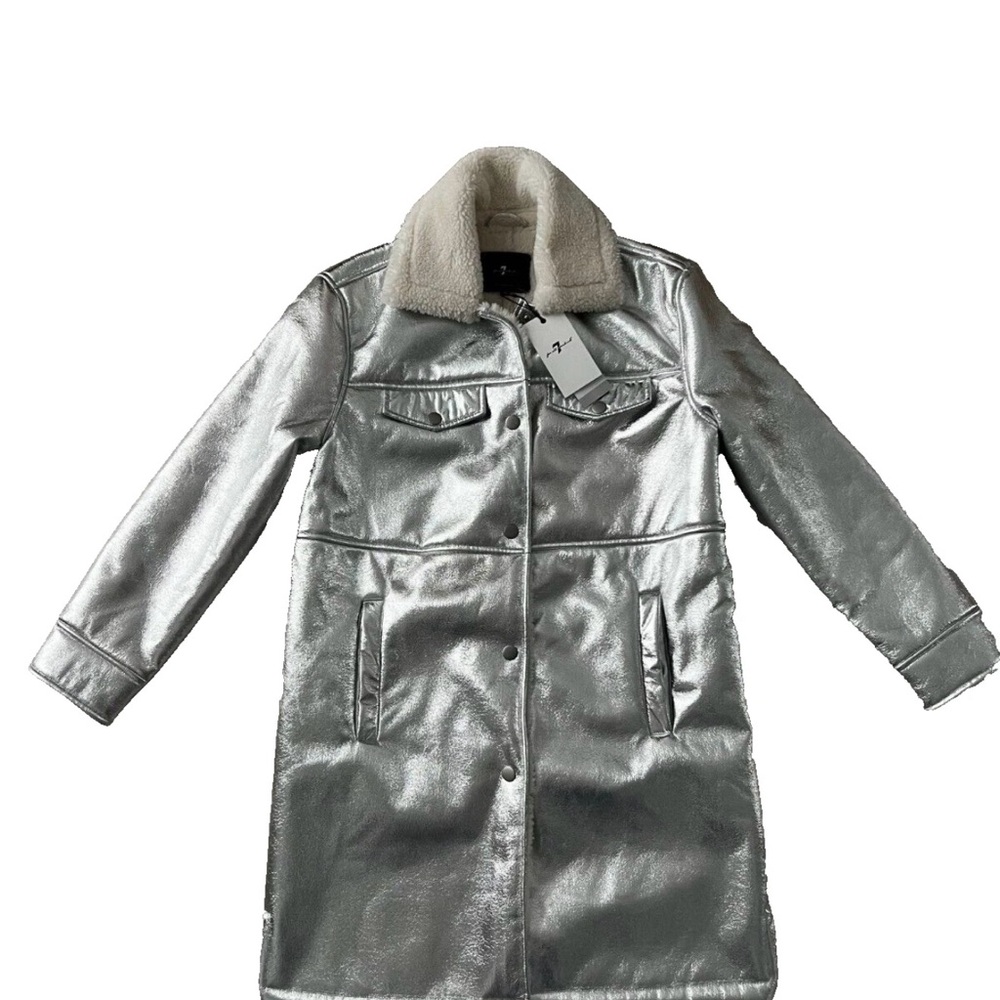 7 For All Mankind Silver Blazer with Plush Collar
